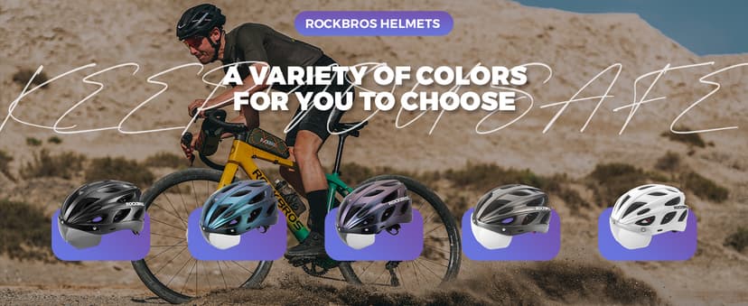 ROCKBROS Bike Helmet for Adult Men Women with Suggested Fit 58-65cm, Detachable Magnetic Goggles & Sun Visor, Lightweight with Adjustable Side and Chin Strap, Suitable for Myopia Glasses