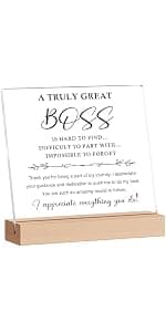 Employee Appreciation Gifts, Boss Day Farewell Retirement Appreciation Gifts for Boss Lady Staff Leader Manager Office Decor Funnli Bosses Day Gifts for Women, Boss Gifts for Women Men Acrylic Plaque B0CYZXF2FN