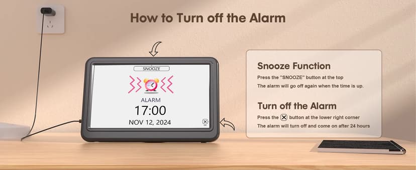 Clock with Day and Date for Elderly, 7" Large Display Digital Calendar Day Clock with 20 Custom Alarms and Medicine Reminders, 12 Display Modes, Dimmable Dementia Alzheimers Clocks for Seniors