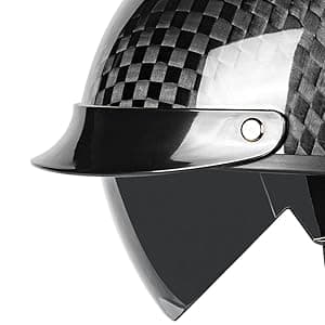 Carbon Fiber Motorcycle Half Helmet for Adults Men & Women – DOT Approved Open Face Retro Helmets with Visor, Vintage Design for Scooter, Moped, Cruiser