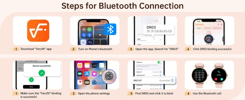 Smart Watch for Women, 1.27" AMOLED Screen Smartwatch with Answer/Make Call for iPhone/Android/Samsung, Fitness Tracker with 120+ Sport Modes, Heart Rate/Sleep/Health Monitor, IP68 Waterproof, 2 Bands