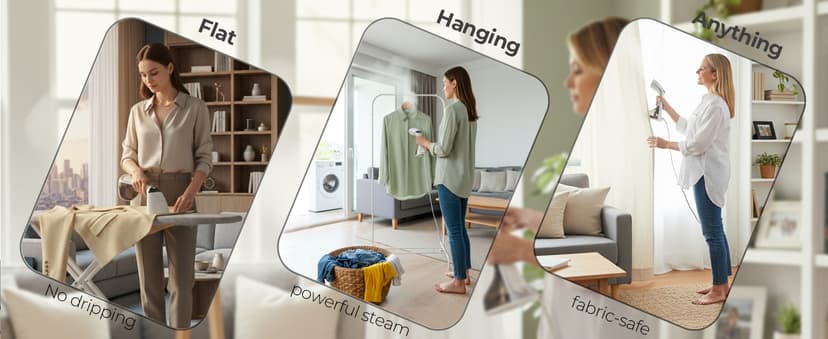 Mafilise Steamer for Clothes, 20S Heat Up, 1500W & 3 Steam Settings, Ceramic Soleplate with 13-Vent, 2-in-1 Clothing Iron Wrinkle Removal for All Fabrics, Portable & Travel-Ready