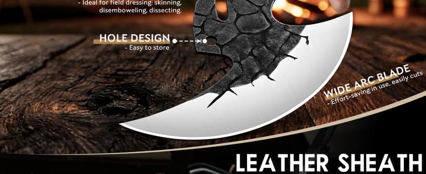 ROCOCO Viking Cleaver Knife Butcher Meat Cutting Boning Knife Hand Forged Chinese Kitchen Axe with Sheath Home Outdoor BBQ Camping Chirstmas Birthday Chirstmas Mother Father Gift Men