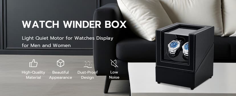 Mcbazel Mcbazel Watch Winder for Automatic Watches, Double Automatic Watch Winder Box with Quiet Japan-made Motor, Automatic Watch Display Storage Rotation Wristwatch Box with 2 Slots (Black PU Leather)