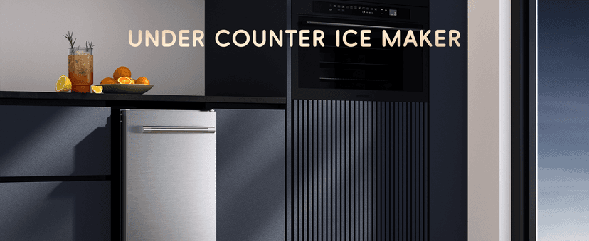 ecozy Under Counter Nugget Ice Maker Machine, Bulit-in & Freestanding, Horizontal Handle, Reversible Door, 66 Lbs/Day, Thickened Viewing Glass Window, Self-Cleaning & 24H Timer, Stainless Steel