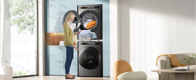 Kiss Core Washer Dryer Stacking Kit, Universal Washer Dryer Stacking Kit with Pull-Out Sliding Plate, Adjustable 29"-21" Stacking Kit for Washer and Dryer with Ratchet Strap