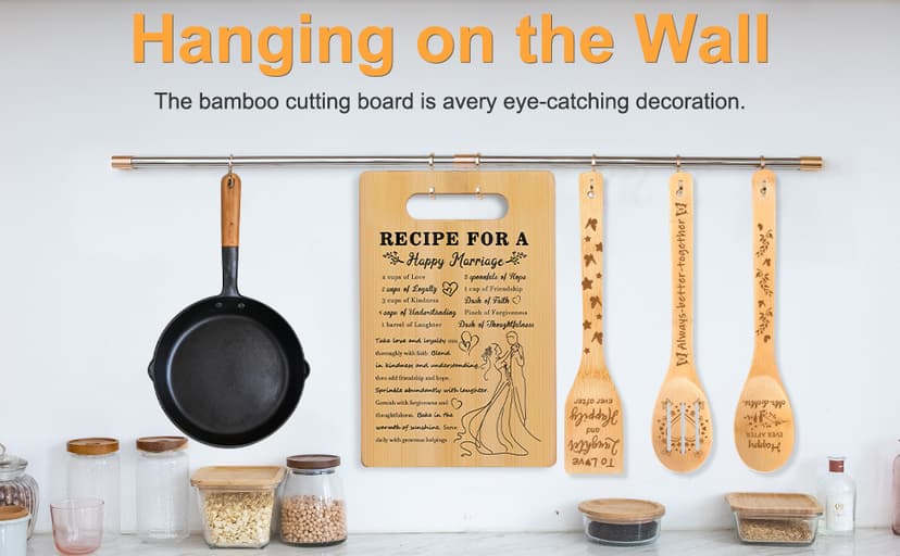 Bride to Be Gifts, Happy Marriage Wedding Cutting Board, Spoon, Shovel, Leaky Spoon and Card, Engagement Gifts for Couples Wedding Gifts for Couples 2026, Bridal Shower Gifts Cutting Board Set B0HCVGS2TF