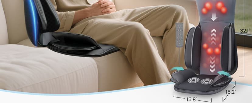 COMFIER Shiatsu Neck & Back Massager with Heat, Full Back Coverage Massage Chair Pad with 4D Kneading & Adjustable Neck Nodes, Waist & Hip Compression, Mother Day Gift for Mom