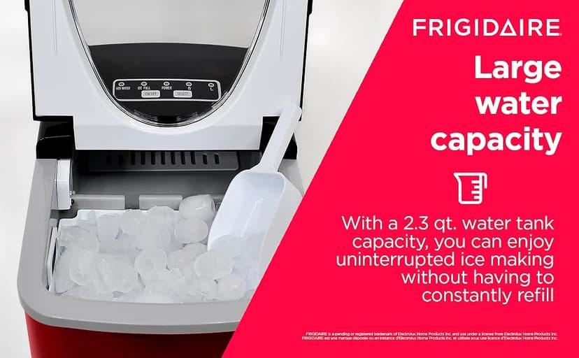Frigidaire Counter top Portable, 26 lb per Day Nugget Ice Maker Machine (Red Stainless Steel)