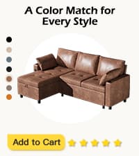 JFHID Leather Sleeper Sofa Couch with Pullout Bed, 80'' Sofa Bed with Storage Chaise, Pull Out Couch with USB&Cup Holders, L-Shaped Convertible Couches for Living Room-Faux Leather, Black