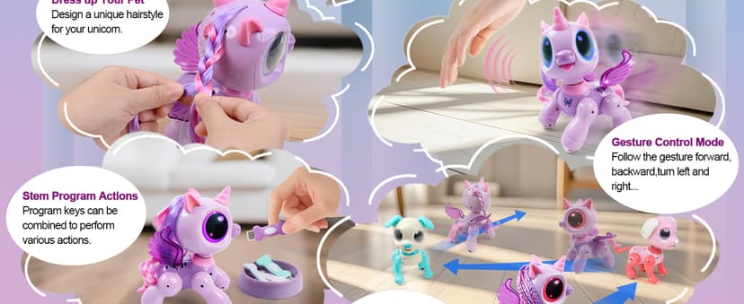 BIRANCO. Unicorn Robot Toys for Girls Age 3-5, Remote Control Electronic Pet, Gesture Sensing, STEM Play, Surprise Interactive Toy for Toddler Gifts and Kids Age 4 5 6+ Years Old B0F1SVTK89