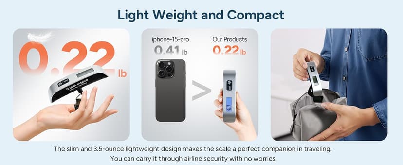 travel inspira Digital Luggage Scale – Portable Hanging Suitcase Weight Scale for Travel, 110 lb Capacity, Backlit LCD Display, Prevents Airport Overweight Fees, Battery Included B07QFTGGYF