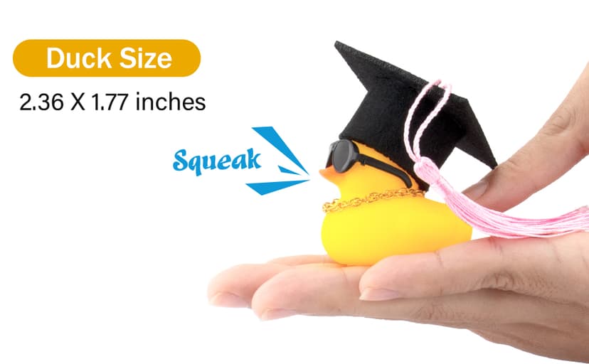 wonuu Car Dashboard Decor Graduation Hat Rubber Duck, Car Ducks Ornaments with Mini Hat Necklace Sunglasses Scarf (Black) B0CSYPZJK4