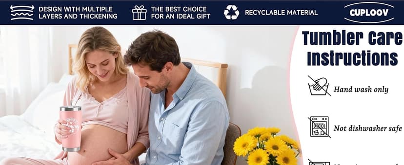 Pregnancy Gifts for New Parents, Mommy and Daddy 20Oz Tumbler Set, Cool Gifts Set Ideas for Couples,First Time Moms Dad to Be, New Parents on Mother's Day Father's Day Christmas Gift(Pink & Navy Blue)