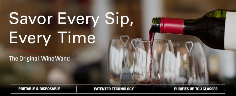 PureWine The Wand Wine Purifier - Red & White Wine Filters for Histamines & Sulfites, Sulfite Remover Sticks, Helps Allergies & Headaches, Gift Accessories for Women & Men - 8 Wands, Silver