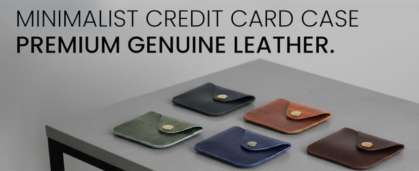 TheAntiq Brown Leather Card Holder Minimalist Wallet Handmade - Slim Credit Card Case with Button Closure - Compact Leather Card Case Holds Up to 4 Cards - Front Pocket Wallet for Men & Women