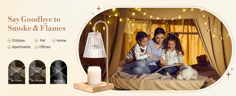 Candle Warmer Lamp with Timer Dimmer, Birthday Gifts for Mom Women Friend Sister, House Warming Gifts, Vintage Clear Wax Melt Warmer, Fall Decorations Office Apartment Dorm Room Home Decor