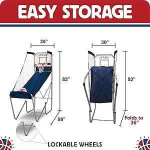 Pop-A-Shot Home Single Shot | Arcade Basketball Fun at Home | Infrared Sensor Scoring | 6 Game Modes | 4 Balls | Foldable Storage | for All Players