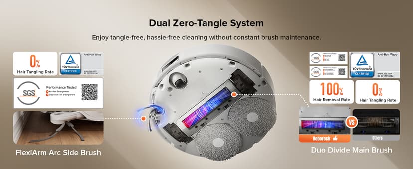 roborock Qrevo Curv S5X Robot Vacuum and Mop, 18500Pa Suction, Zero-Tangling Design, FlexiArm Side Brush, Reactive Tech Obstacle Avoidance, 10 Weeks Self-Emptying, Auto Washing for Hard Floor, Corner