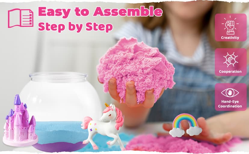 Unicorn Light-Up Terrarium Kit for Kids - LED Night Light Birthday Gift for Girls Ages 4 5 6 7 8-12 Year Old - Unicorn Toys for Girls - DIY Arts and Crafts Kit for Kids