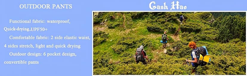 Gash Hao Mens Hiking Convertible Pants Outdoor Waterproof Quick Dry Zip Off Lightweight Fishing Pants