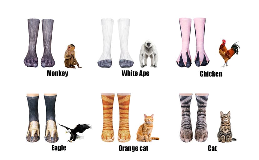 Animal Paws Socks - Novelty 3D Cat Dog Chicken Feet Socks White Elephant Gifts Gag Gift Thanksgiving Christmas Gifts