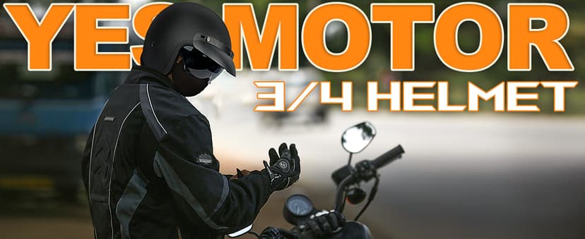 Yesmotor 3/4 Open Face Retro Motorcycle Helmet Vintage Helmet for Motorbike Casco, Moped, Cruiser, Bobber, and Chopper - DOT Approved(Matte Black,L)