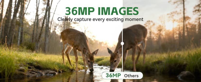 Trail Camera, 36MP 2K 0.1S Trigger Motion Activated,Game Camera with Night Vision IP66 Waterproof 2.0''LCD 90° Cam Lens for Outdoor Scouting Wildlife Monitoring Home Security, Gifts for Men