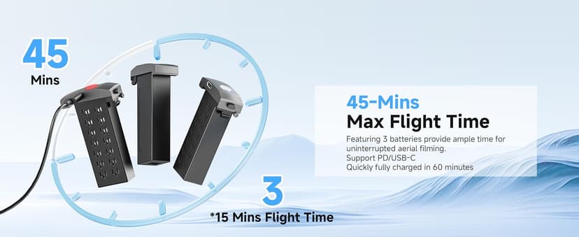 PLEGBLE Drones with Camera for Adults 4K, FPV Drone for Kids Beginners, Foldable RC Quadcopter with 3 Batteries 45 Mins Long Flight Time, Brushless Motor, One Key Start, Toys Gifts for Boys Teen Men