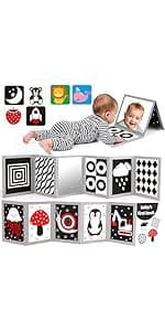 Baby Sensory Toy 0-6 Month Music Animal Stuffed Plush Caterpillar Toy for Infant 0-3-6-12 Month Old Tummy Time with Baby Mirror Crinkle Rattle Carseat Toys for Newborn Boys Girl Shower Gifts