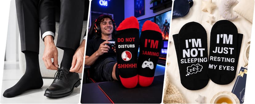 Personalized Fathers Day Gift for Dad Husband, Christmas Stocking Stuffers for Men; Comfortable and Soft Novelty socks Niorasen Birthday Gifts for Men Husband Gamer Teen Boys, Cotton Funny Socks B0D5LZSVSV