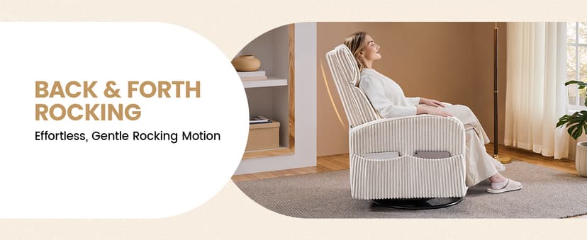 Yaheetech 360° Swivel Glider Chair for Nursery, Rocking Chair Nursing Chair with Side Pockets, Corduroy Glider for Living Room with High Back Beige