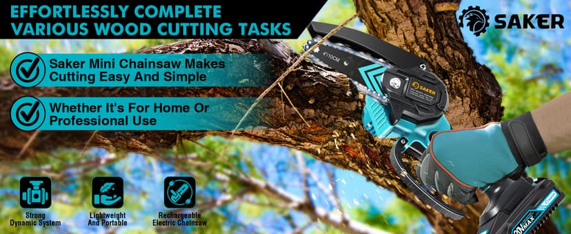 Saker Mini Chainsaw,Portable Electric Chainsaws Cordless,Handheld Chain Saw Pruning Shears Chain Saws for Tree Branches,Courtyard,Household and Garden,Christmas Gifts for Men Dad Husband Women