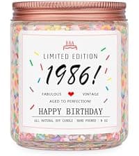40th Birthday Decorations, 40 Year Old Birthday Gifts for Friend, Sister, Wife, Creamy Vanilla with Sprinkles Homsolver 40th Birthday Gifts for Women Ideas, 1986 Limited Edition Candle B0G1YLJYH8
