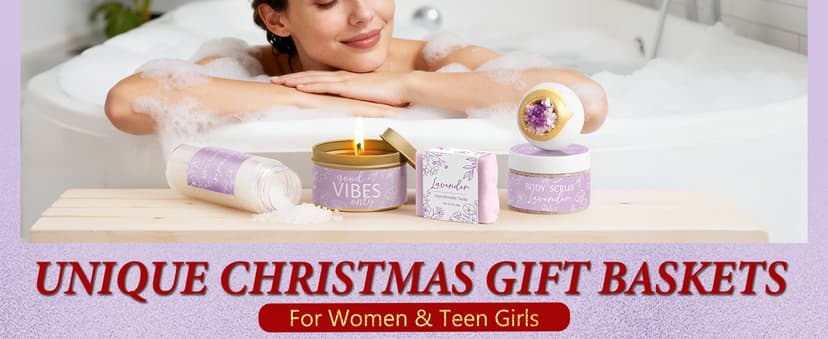 Spa Gifts for Women Bath Gift Set, Lavender Relaxing Spa Gift Baskets Home Bath Set Self Care Kit Care Package Thank You Christmas Birthday Gifts for Women Mom Her Friend Sister Teen Girl Wife Grandma