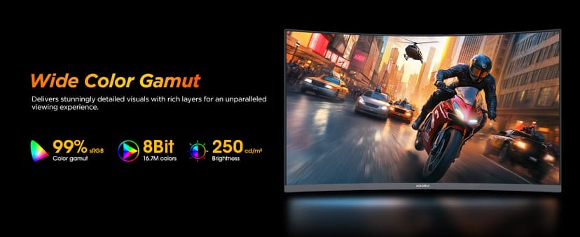 KOORUI 25 Inch Curved Gaming Monitor 240Hz FHD 1080P Computer Monitor, 1500R 1ms MPRT Display, Adaptive Sync, 90% DCI-P3,HDR, Eye Care, Tilt Adjustable, VESA 75x75mm, Black,G2511XC