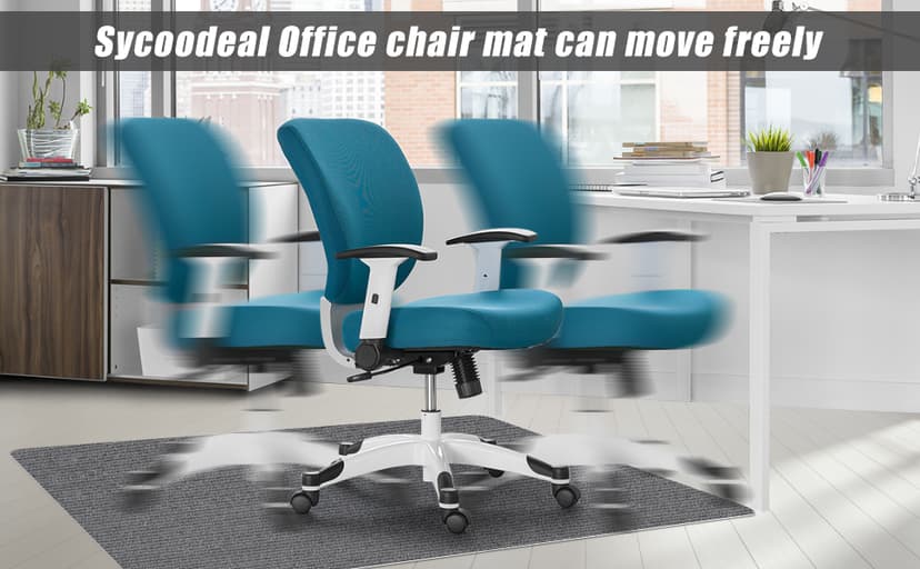 Sycoodeal Office Chair Mat for Hardwood Floor,Office Computer Gaming Chair Mat for Tile Floor,Large Floor Protector Rug,Anti-Slip,Easy to Clean,Pure Black(48"x36")