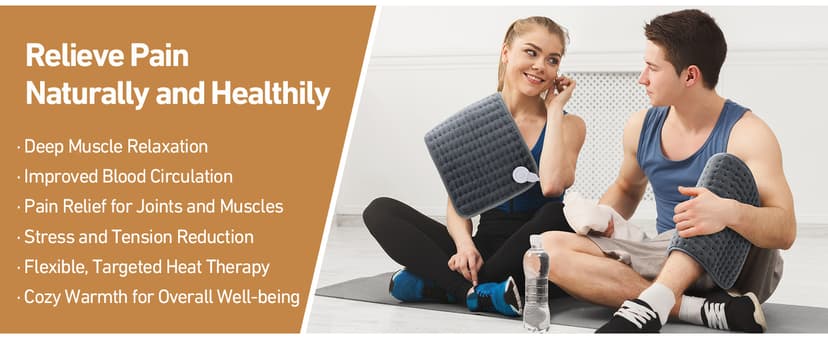 Heating Pad for Back, Neck, Shoulder Pain & Cramps Relief, Electric Heating Pad with 6 Heat Settings, Auto-Off, Moist Dry Heat Options, Fathers Day for Dad Husband, Mens Gifts for Dad Husband Him