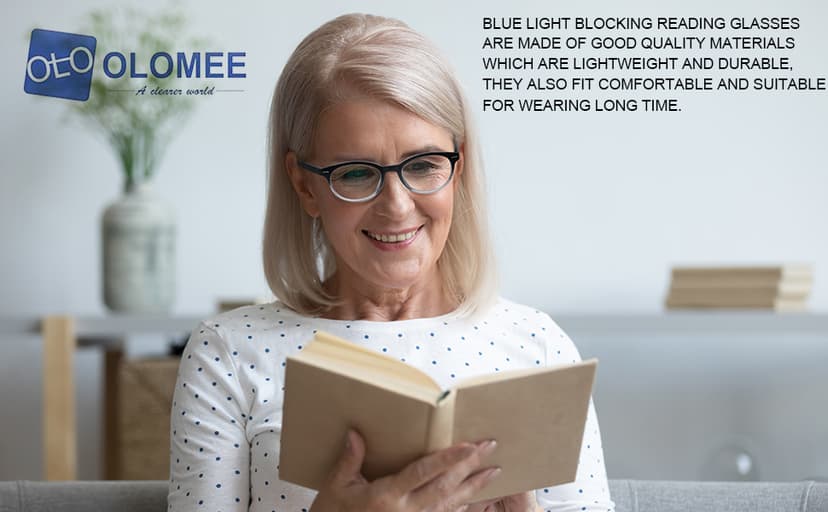 OLOMEE Blue Light Blocking Reading Glasses Women Round Readers Cute Cheaters for Small Head&Face Black/Clear/Tortoiseshell