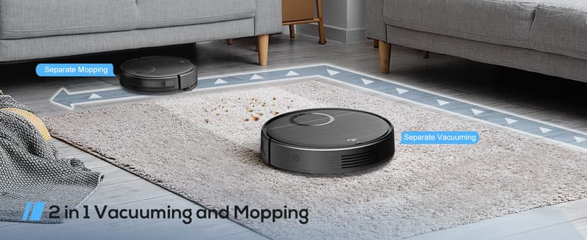 Robot Vacuum and Mop Combo, 2 in 1 Mopping Robotic Vacuum Cleaner with Schedule, Wi-Fi/App/Remote, Strong Suction, Self-Charging, Slim, Ideal for Hard Floor, Pet Hair, Low-Pile Carpet