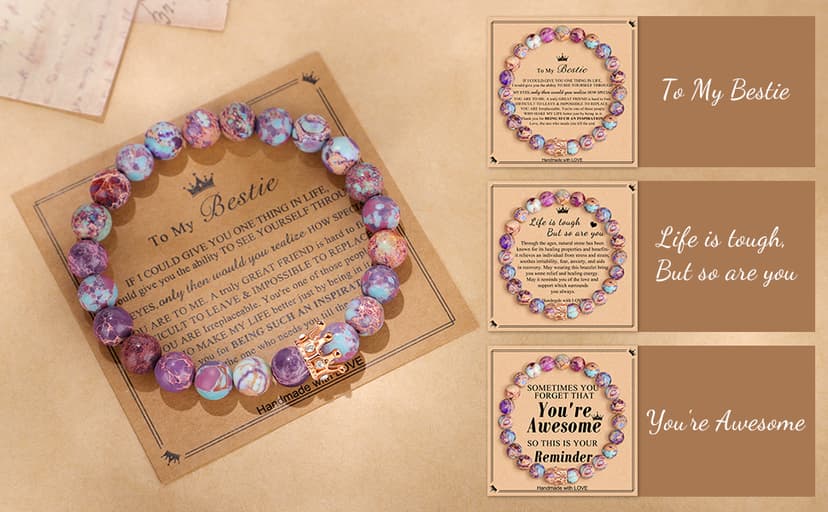 JoycuFF Woman Birthday Gifts Idea Friendship Gifts For Women Best Friends Besties Aunt Female Mom Daughter Granddaughter Gf Anniversary Christmas Graduation Healing Stone Crown Gifts For Her