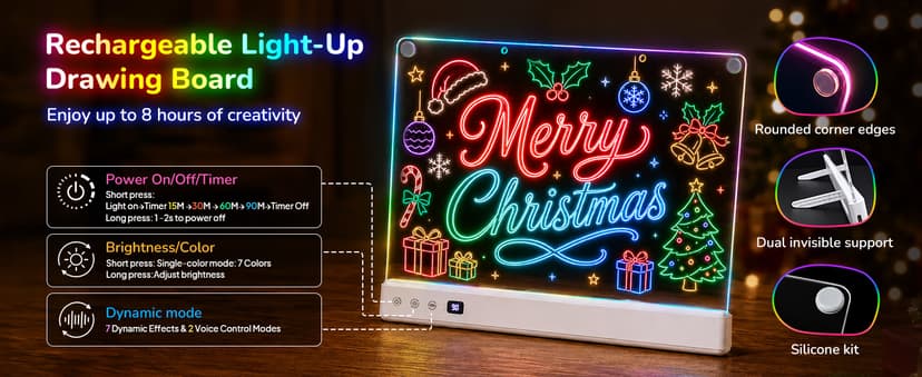 Aullsaty 16.5-Inch LED Drawing Board for Kids, Rechargeable Light Up Dry Erase Board with 16 Light Effects, 7 Markers and Tracing Kit, Birthday or Christmas Gift for Boys and Girls Ages 3-12 B0H7HFPLFM