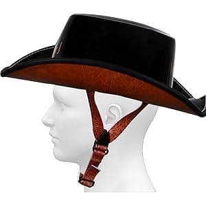 Retro Motorcycle Half Helmet, Western Cowboy Hat Helmet Open Face Motorcycle Helmet DOT Approved Unisex-Adult Half Helmet with Quick Release Buckle and Lining for Mopeds Horse Riding Jazz Caps