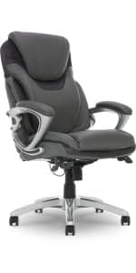 Serta® Hannah Executive Home Office Desk Chair, Ergonomic Mid-Back with Lumbar Support, Firm Seat Cushion, Layered Body Pillows, Padded Armrests, Swivel Base, Easy Assembly, Microfiber, Beige