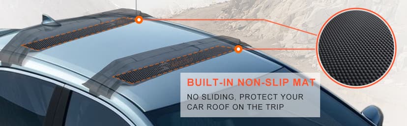 MeeFar Universal Car Soft Roof Rack Pads Luggage Carrier System for Kayak Surfboard SUP Canoe Include 2 Heavy Duty Tie Down Straps, 4 Tie Down Rope, 4 Quick Loop Strap and Storage Bag