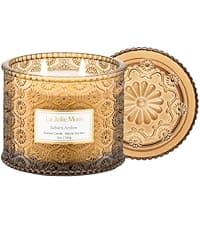 LA JOLIE MUSE Santal Rose Scented Candle – Saffron, Rose & Leather | 6 oz Natural Soy Wax | 40 Hours Clean Burn | Gift-Ready for Hosts & Gatherings | Elegant Home Decor