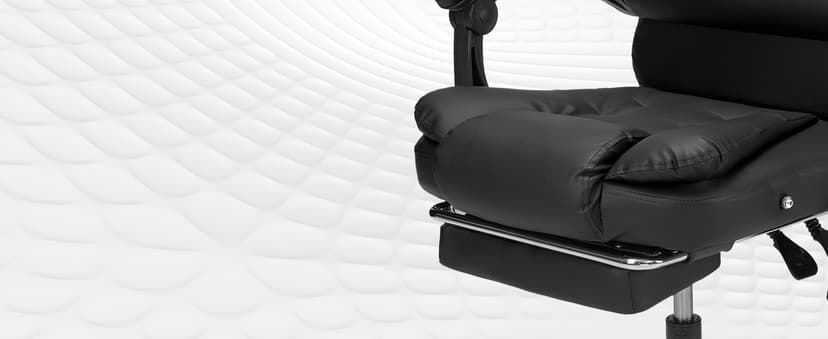 HOFFREE Massage Office Chair with Foot Rest 7 Points Vibration Ergonomic Executive Desk Chair Leather Computer Office Chair Black