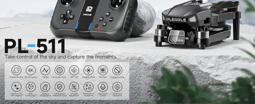 PLEGBLE Drones with Camera for Adults 4K, FPV Drone for Kids Beginners, Foldable RC Quadcopter with 3 Batteries 45 Mins Long Flight Time, Brushless Motor, One Key Start, Toys Gifts for Boys Teen Men