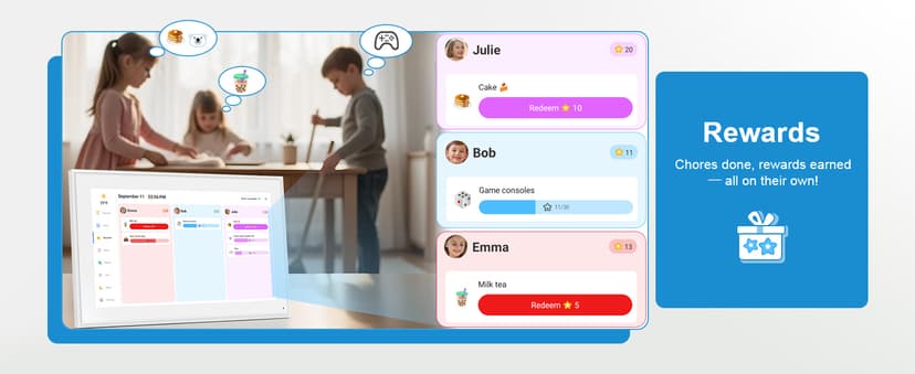 15.6 Inch Digital Calendar Wall Touch Screen Chore Chart, 32GB Electronic Calendar + Smart Family Planner, Wall and Desk Mountable, Gifts for Women Men, Christmas Gifts for Mom Dad