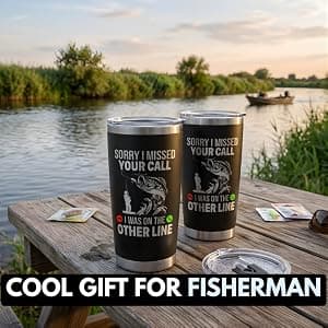 Funny Fish Gifts for Men - Sorry I Missed Your Call I Was On The Other Line Fish Tumbler - Fish Cup for Men - Fathers Day Christmas Birthday Fisherman Gifts - Fisherman Retirement Gift B0GQ3RCLNH